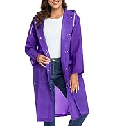 Reusable EVA Rain Poncho for Adults, Unisex Men and Women Hooded Long Clear Raincoat