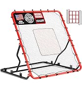 Baseball Rebounder Net, 3/5 Adjustable Angles 4x4.5FT Pitch Back Baseball Softball Volleyball Reb...