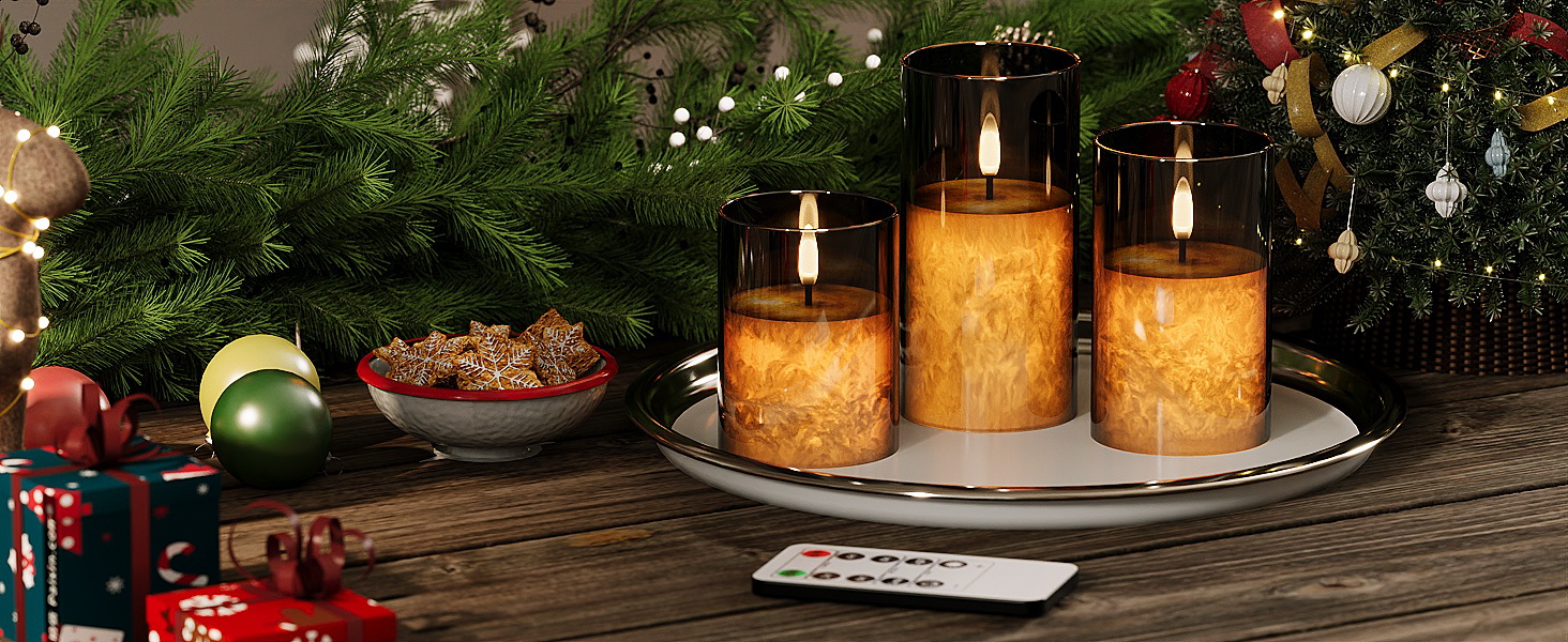 grey glass flameless candles with remote