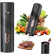 JIDSPWLS Electric Pepper or Salt Grinder Mill,Automatic Pepper Mill with LED Light,Battery Powere...