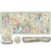 MOSISO Wrist Rest Support for Keyboard Mouse Pad Set, Spliced Flowers Large Mousepad&amp;Keyboard and...