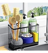 DYFVPOU Kitchen Sink Caddy, 2-Tier Self-Draining Sponge &amp; Dish Brush Holder, Rustproof 304 Stainl...