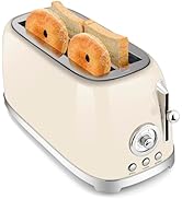 SUSTEAS Toaster 4 Slice Wide Slot, Stainless Steel Bread Bagel Toasters, Retro Long Slot Tostador...