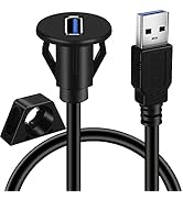 BATIGE Small USB 3.0 Male to Female AUX Flush Panel Mount Extension Cable for Car Truck Boat Moto...