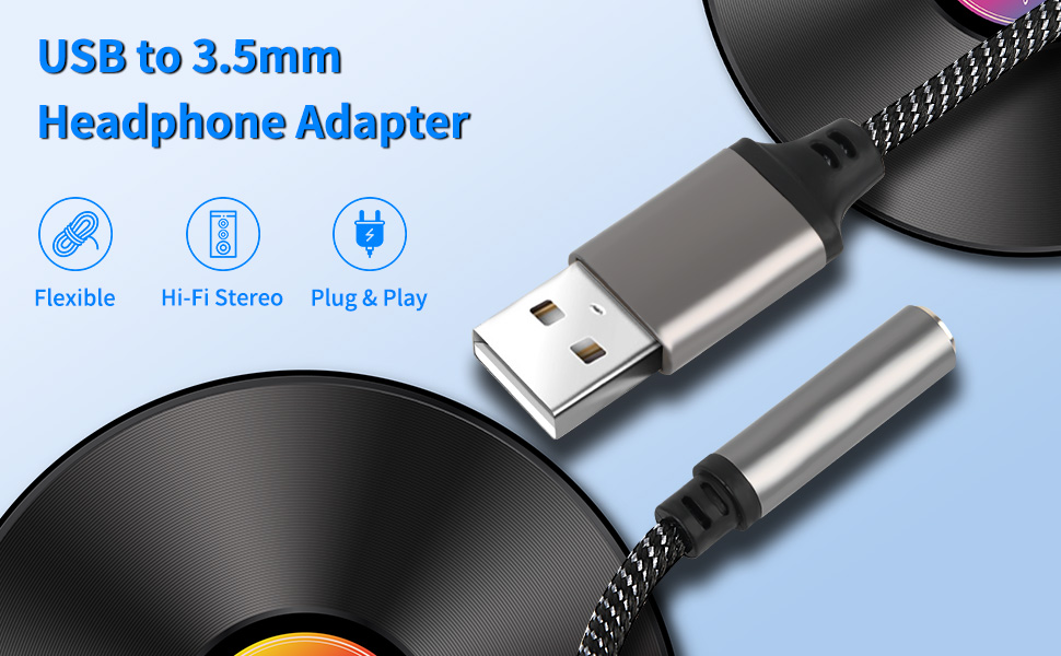 USB to 3.5mm Headphone Adapter