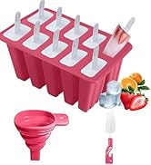 Silicone Popsicle Molds 10 Pcs Ice Pop Maker Molds with 10 Reusable Sticks, Cleaning Brush and Fu...