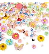 Craftdady 100Pcs Flower Butterfly Resin Cabochons for Crafts Flatback Daisy Floral Cabochons Mixe...