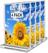 Acrylic Sign Holder 8.5 X 11, 4 Pack Vertical Double-Sided Display Sign Holder 8.5 X 11 Clear T S...
