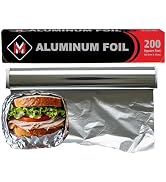 Aluminum Foil Roll with Easy Tear Dispenser - 200 FT x 12 Inch Wide Tin Foil for Food Wrapping, B...