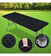 Nacuci PU Waterproof and Oilproof Fitted Tablecloth Elastic Stretch Table Cover, Wipeable Rectang...