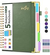 5 Subject Spiral Notebook Journal with Removable Dividers Tabs, 300 Pages Organizer Notebooks for...