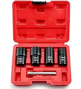 NORTOOLS 5 PCS 1/2” Twist Socket Set, 6-Point Sockets Nut and Bolt Extractor Tool Kit,Bolt &amp; Stri...