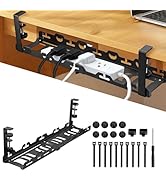 EYPINS Under Desk Cable Management Tray - No Drill Retractable 16-29inch Underdesk Cable Rack 22P...