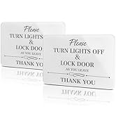 2PK Turn Lights Off &amp; Lock Door Sign and 2PK No Smoking or Vaping Sign with Magnet,Acrylic Sign w...