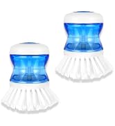Dish Brush with Soap Dispenser for Pots, Pans &amp; Sink Cleaning, White 2Pack | Kitchen Dish Scrubbe...