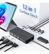 Surface Docking Station with Power Adapter, 12-in-1 Surface Dock, Triple Monitor 4K HDMI &amp; VGA, E...