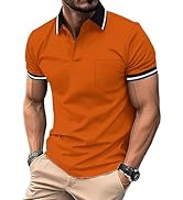 ZITY Mens Polo Shirts Casual Short Sleeve Athletic T-Shirts Classic Contrast Collar Shirt with Po...