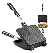 Elsjoy Hot Sandwich Panini Maker with Handle, Non-Stick Double Sided Frying Pan Grilled Sandwich ...