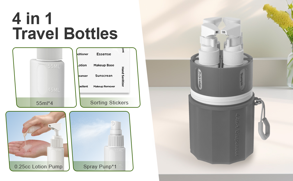 4in1 travel dispenser bottle