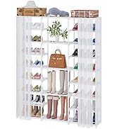 Buzowruil 9 Tiers Large Shoe Rack Shoe Storage Shoe Organizer 50-55 Pairs Shoe Tower Metal with C...