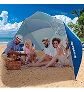 LOTTAFUN Beach Shelter Umbrella Premiere UPF 50+ Umbrella Shelter for Sun and Rain Protection for...