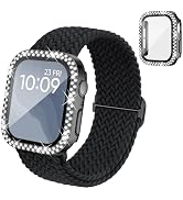 Braided Stretchy Band Compatible for Apple Watch Bands for Women and Case 40mm 41mm 42mm 44mm 45m...