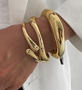 MTINEAPS Gold Bangle Bracelets for Women Teens Trendy Chunky Adjustable Twist Cuff Bracelet Jewel...