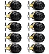 Sopoby Privacy Door Knob, 10 Pack Matte Black Round Keyless Doorknobs Interior/Exterior Lockset, ...