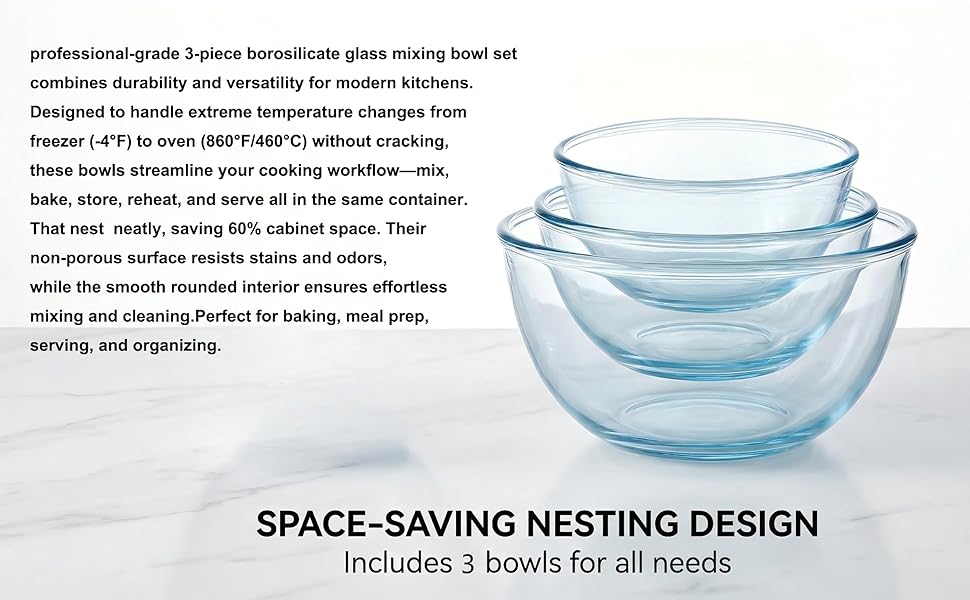 borosilicate glass mixing bowls set