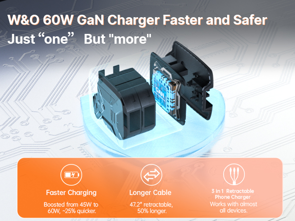 Faster charging charger,Long cable,3in1retractable phone charger