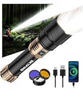 SKYFIRE Rechargeable Flashlights High Lumens with Ignition Lens&amp;White Yellow Blue Light,5000mAh L...