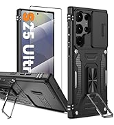 For Samsung Galaxy S25 Ultra Case with Ring Kickstand & Screen Protector, Military Grade Drop Pro...