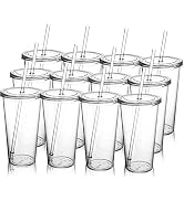 MEWAY Clear Classic Tumbler 20oz/12 PACK,Tritan Reusable Plastic Cup,PETG Material With Reusable ...