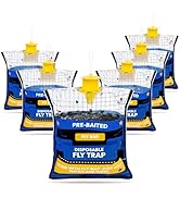 6 Natural Pre-Baited Disposable Fly Traps, Outdoor Hanging Fly Traps, Mosquito Exterminators, Out...