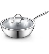 Cooks Standard Multi-Ply Clad Stainless Steel Wok Stir Fry Pan, 10.5 inch Induction Wok with Lid,...