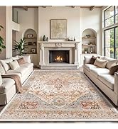 Rugland 8x10 Area Rugs - Stain Resistant Washable Rug, Anti Slip Rugs for Living Room, Vintage Tr...