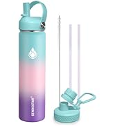 SENDESTAR Stainless Steel Wide Mouth Water Bottle 24oz Double Wall Vacuum Insulated Leak Proof Bo...