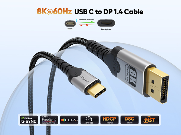 USB C to DisplayPort 1.4 Cable