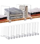 JOY DECOR 12 Pack Acrylic Clear Shelf Dividers for Closets Organization and Storage Adjustable Ve...