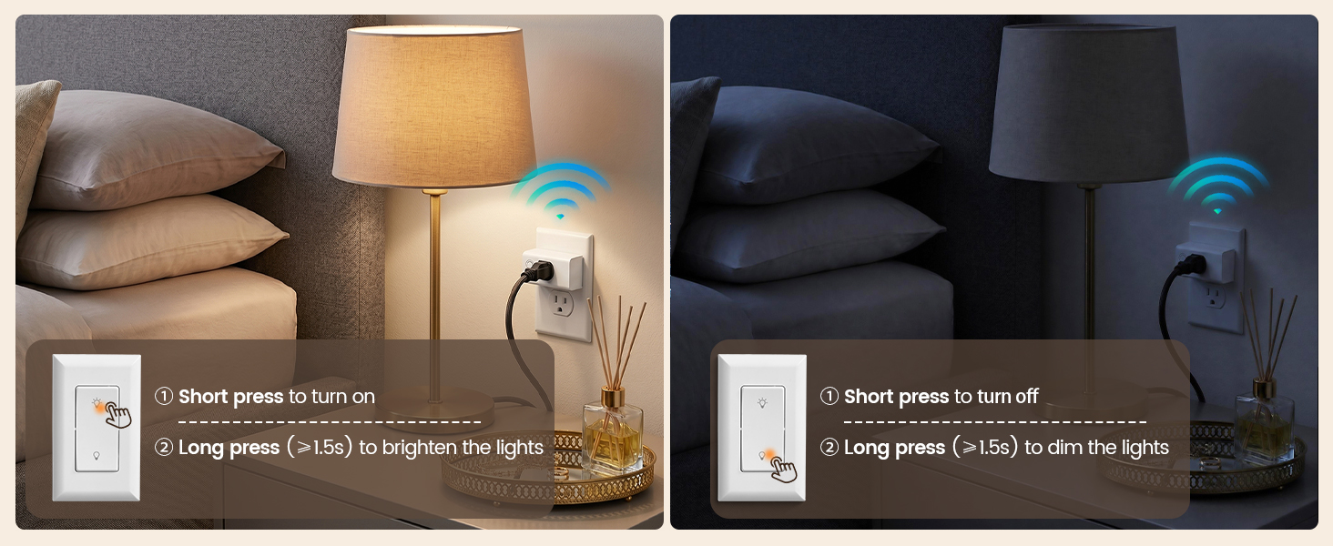 Dimmer Light Switch Kit, Wall Switch Remote &amp;amp; Receiver Operation