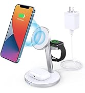 3-in-1 Magnetic Wireless Charger Stand, 18W Aluminum Alloy MagSafe Charging Station for iPhone 14...