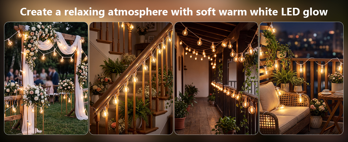 string lights for outside; dimmable lights; outdoor lights for patio; outdoor lights waterproof 