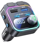 60W Bluetooth 5.4 FM Transmitter Car Adapter [Reinforced Dual Mics &amp; Deep Bass] [Dual PD 60W &amp; QC...