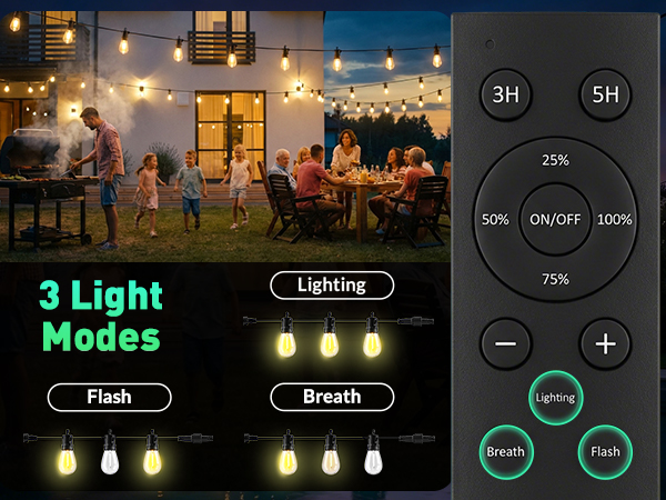 3 Lighting modes: lighting, flash and breath