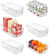 Lifemaster Stackable Plastic Freezer Organizer Bins - Clear Storage Containers for Fridge and Fre...