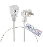 Clear Extension Cord 2FT, Short Indoor 2 Prong Extension Cord with Flat Plug, Invisible Slim Exte...