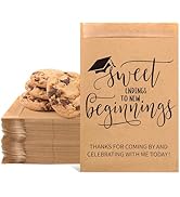 JarThenaAMCS 100Pcs Graduation Candy Cookie Treat Bags Sweet Endings to New Beginnings Congrats G...