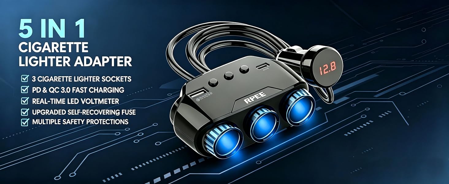 5IN 1 CIGARETTE LIGHTER ADAPTER