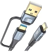 USB-C to USB-C Cable 6.6FT PD 100w MacBook iPad Pro/Air Charger 2 in 1 USB A/C to USB-C Nylon Bra...