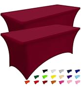 Smiry 2 Pack Spandex Table Cloth 6FT, Elastic Fitted Stretch Tablecloths for Rectangle Tables, Wa...